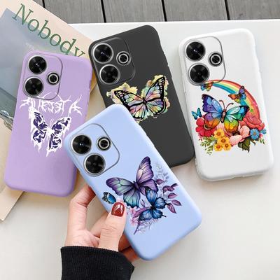 Мягкий силиконовый чехол с изображением бабочки для iPhone Xiaomi Redmi Note 13 14C Samsung A55 A35 M35 S24 FE S25 Huawei Honor Camera Защитный противоударный чехол