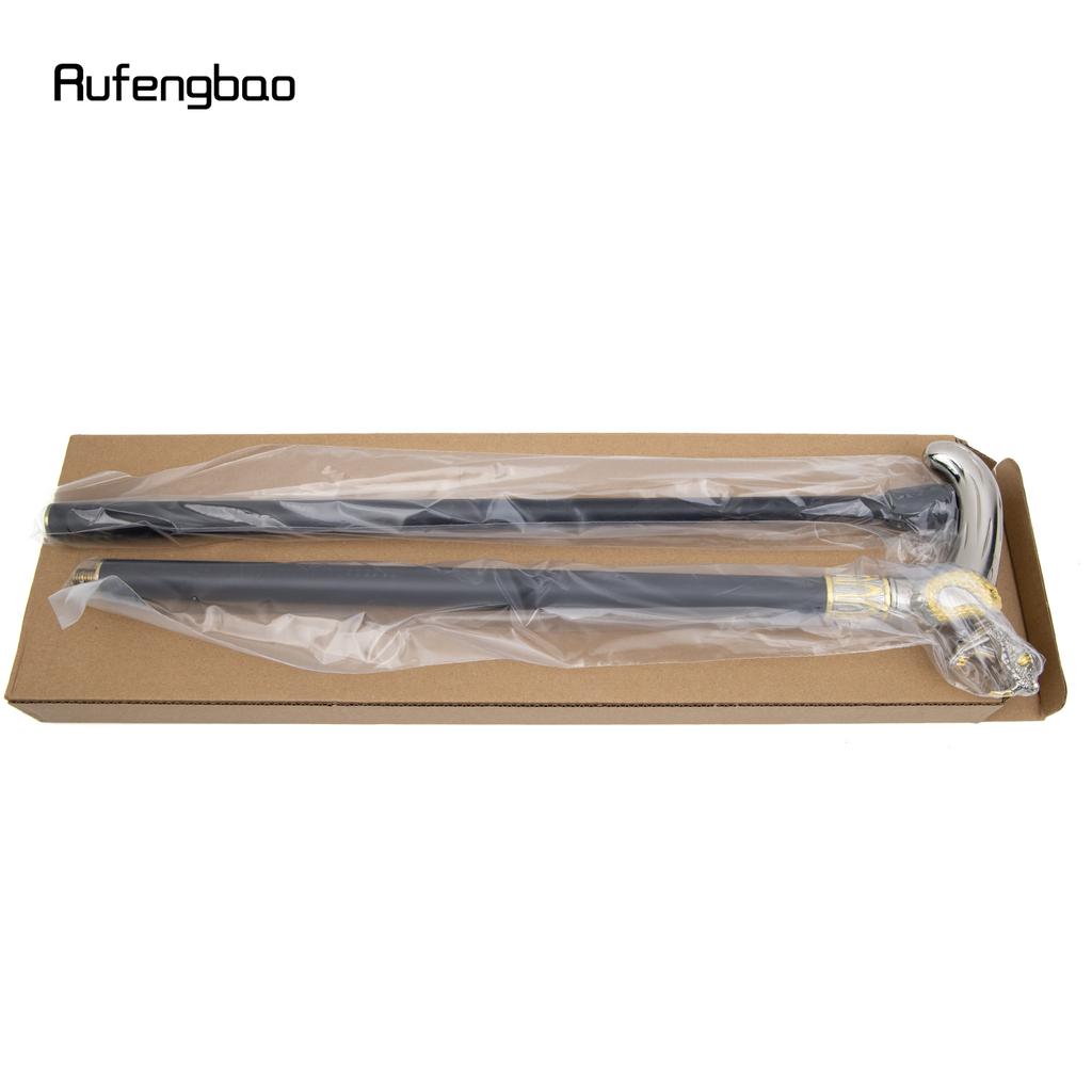 Golden White Snake Head Biting Walking Cane Fashion Decorative Walking Stick Gentleman Elegant Cosplay Cane Knob Crosier 92cm