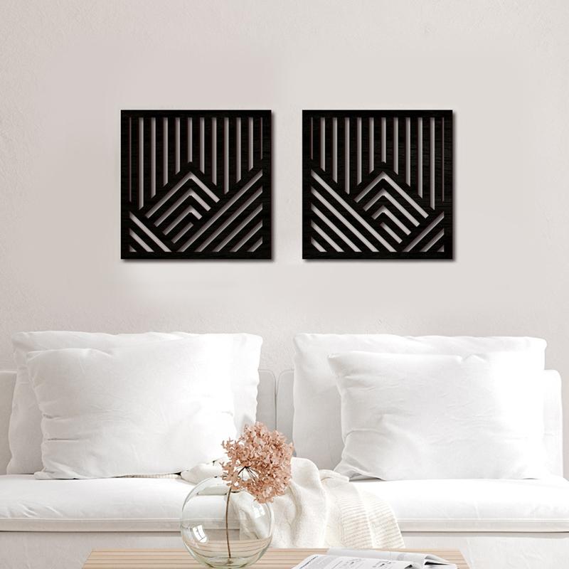 2pcs/set Board Wall Sticker Home Decoration Hollow Wall Sticker Creative Wooden Wall Hanging 3D 3 Colors