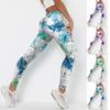Женские синие линии с цветочным принтом, эластичные леггинсы для йоги, фитнес-бег, тренажерный зал, спортивные активные брюки