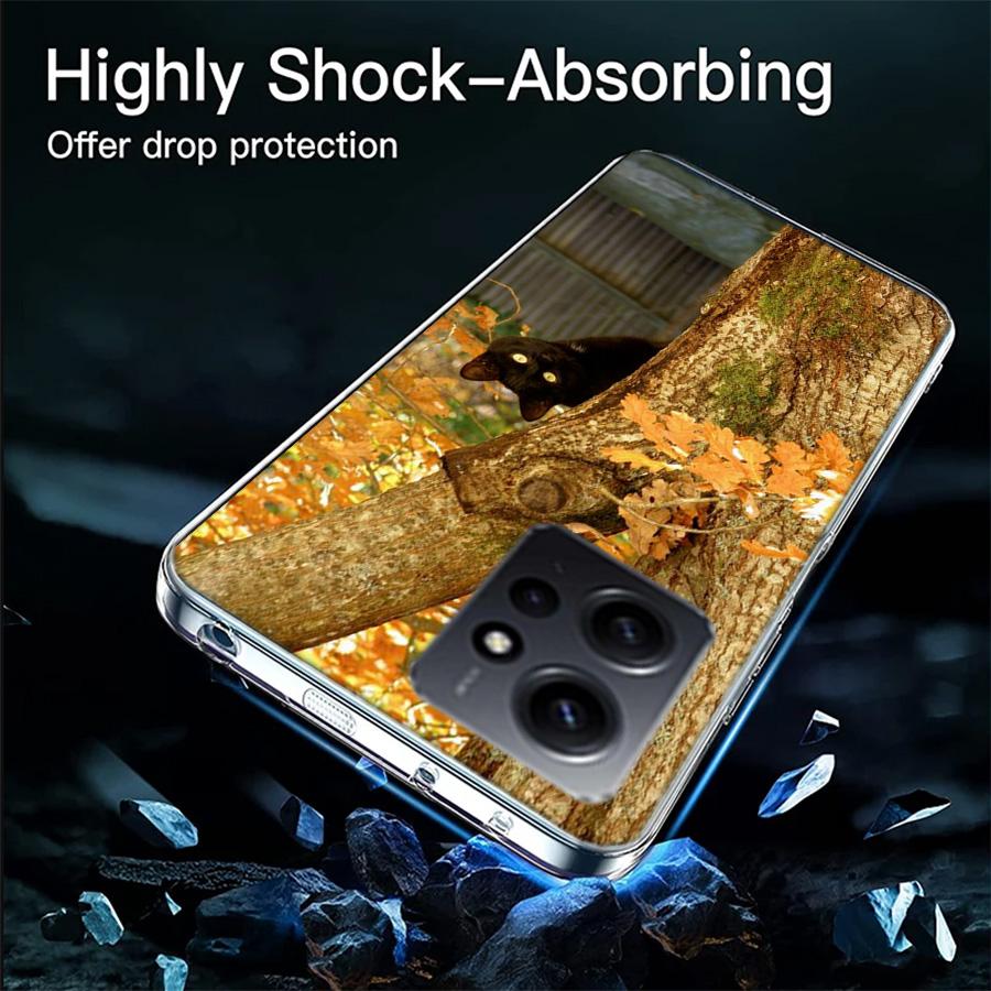 Autumn Maple Leaf Black Cat Phone Case For Redmi Note 14 15 Pro 5G 13 12 Pro Plus 11 11T 11E 11S 10 Pro 10S 9 9S Cover Cell Clea