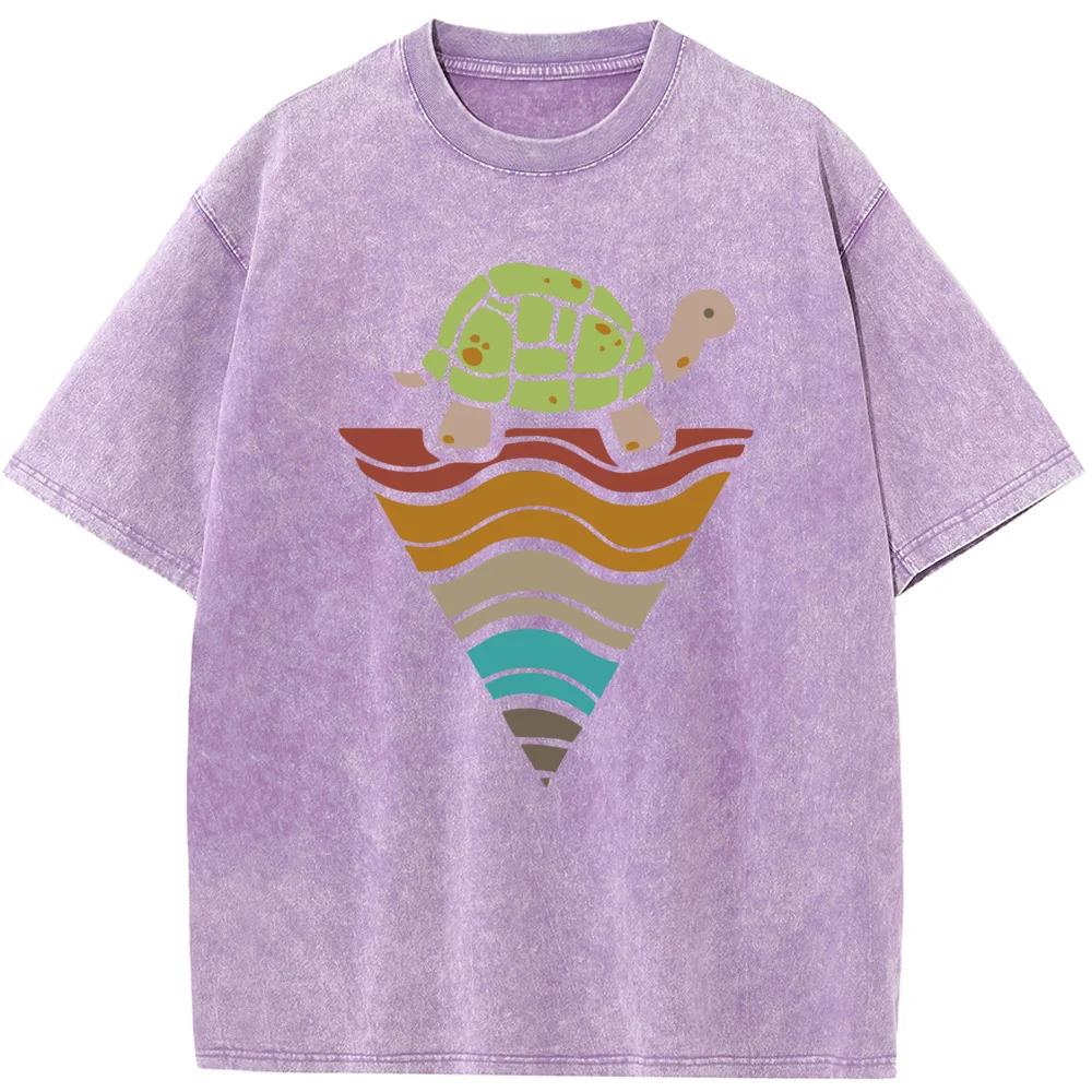 Мужская футболка с коротким рукавом «Треугольная черепаха» Мужская Женская Повседневная футболка оверсайз Винтажная цветная Мужские футболки