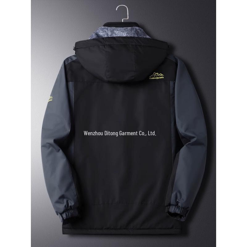 Мужская теплая хлопковая куртка большого размера на флисовой подкладке Осень/Зима 2025 для мужчин среднего возраста