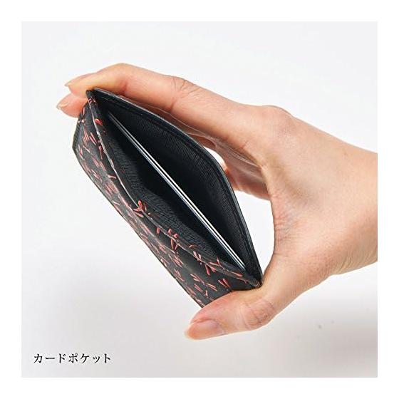 INDEN-YA Uehara Yuushichi Картхолдер Кошелек, Модель 1208, Черный x Красный Лак Узор Асаноха, Сделано в Японии. Широко открывается для удобного просмотра, подходит