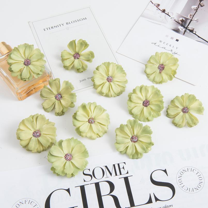 50Pcs Artificial Flowers Cheap Pink Daisy Head Mini Home Wedding Decorations Diy Scrapbook Fake Plant Christmas Wreath Headdress