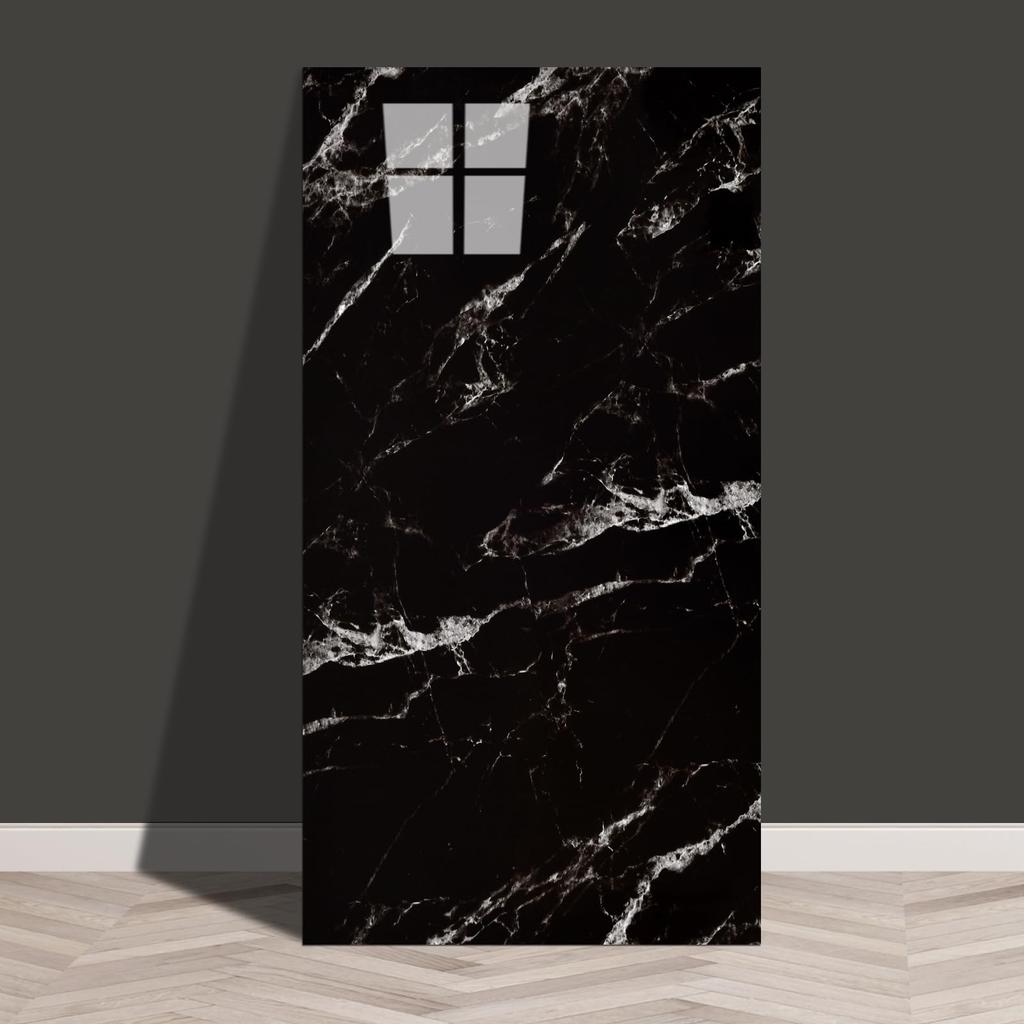 LVSHI Fake Tile Sticker Wallpaper Waterproof Marble Style Panel Removable Remake Sheet Stone Look Black Glossy Thick 30cm X 60cm Kitchen Washroom Tile