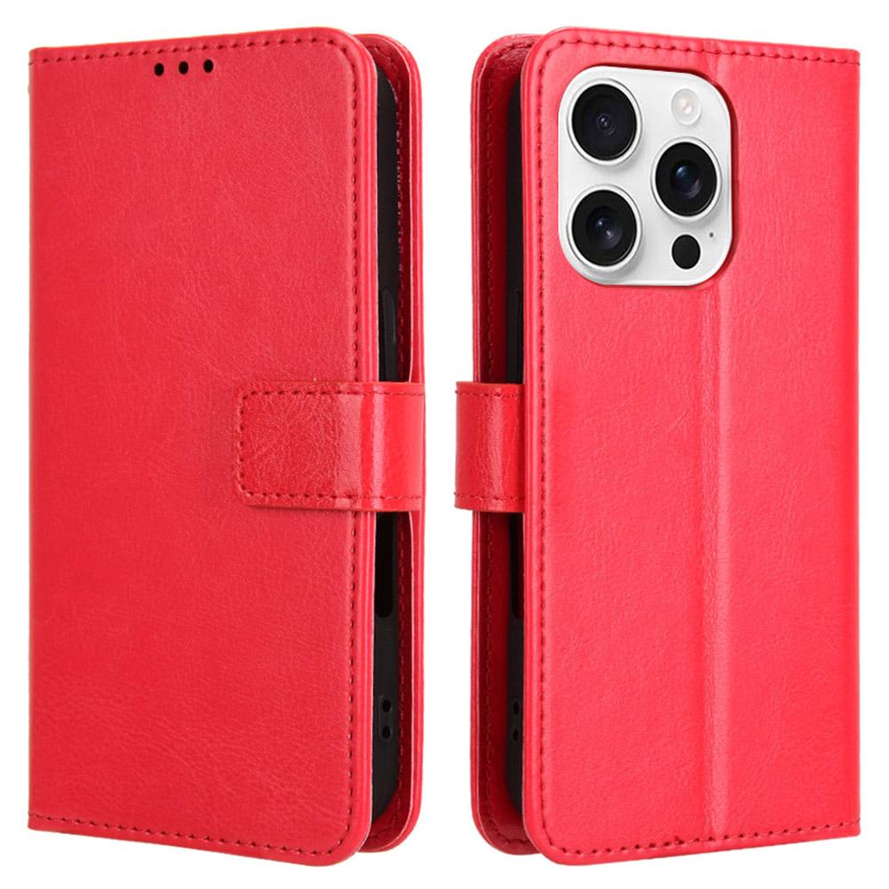 For iPhone 16 Pro Case Crazy Horse Texture PU Leather Phone Wallet Cover