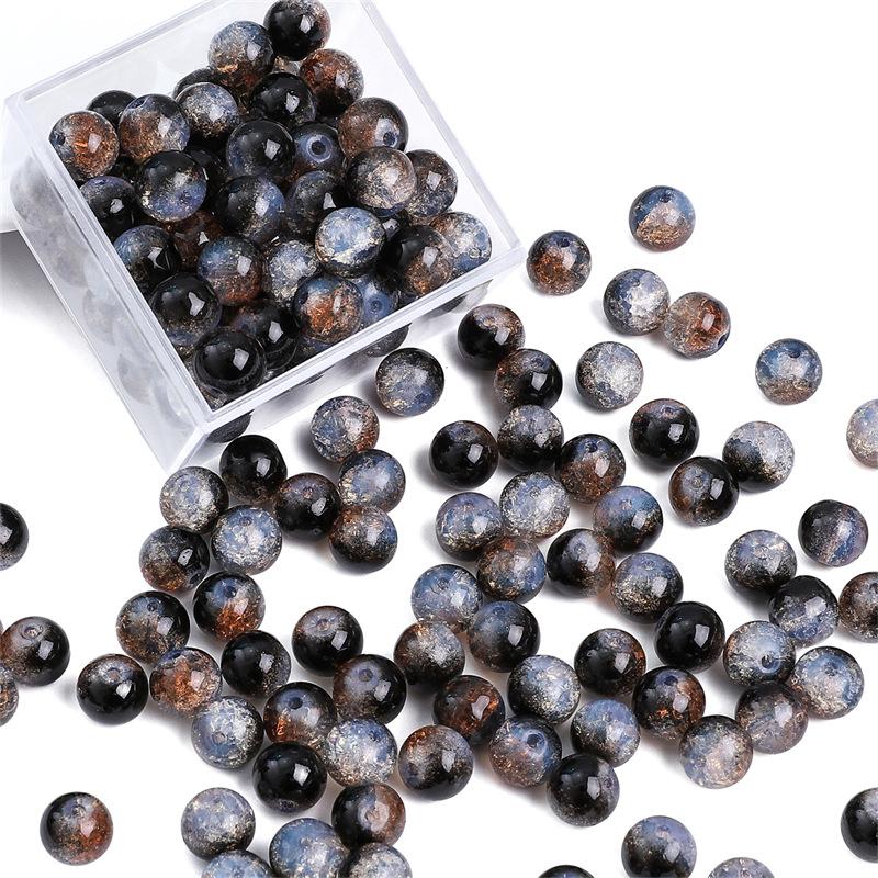 10 мм стеклянные бусины-попки Halo Inside Broken Round Бусины из глазури Ретро-бисер ручной работы Diy Ice Crack Jewelry Бусины-попки для изготовления ювелирных изделий