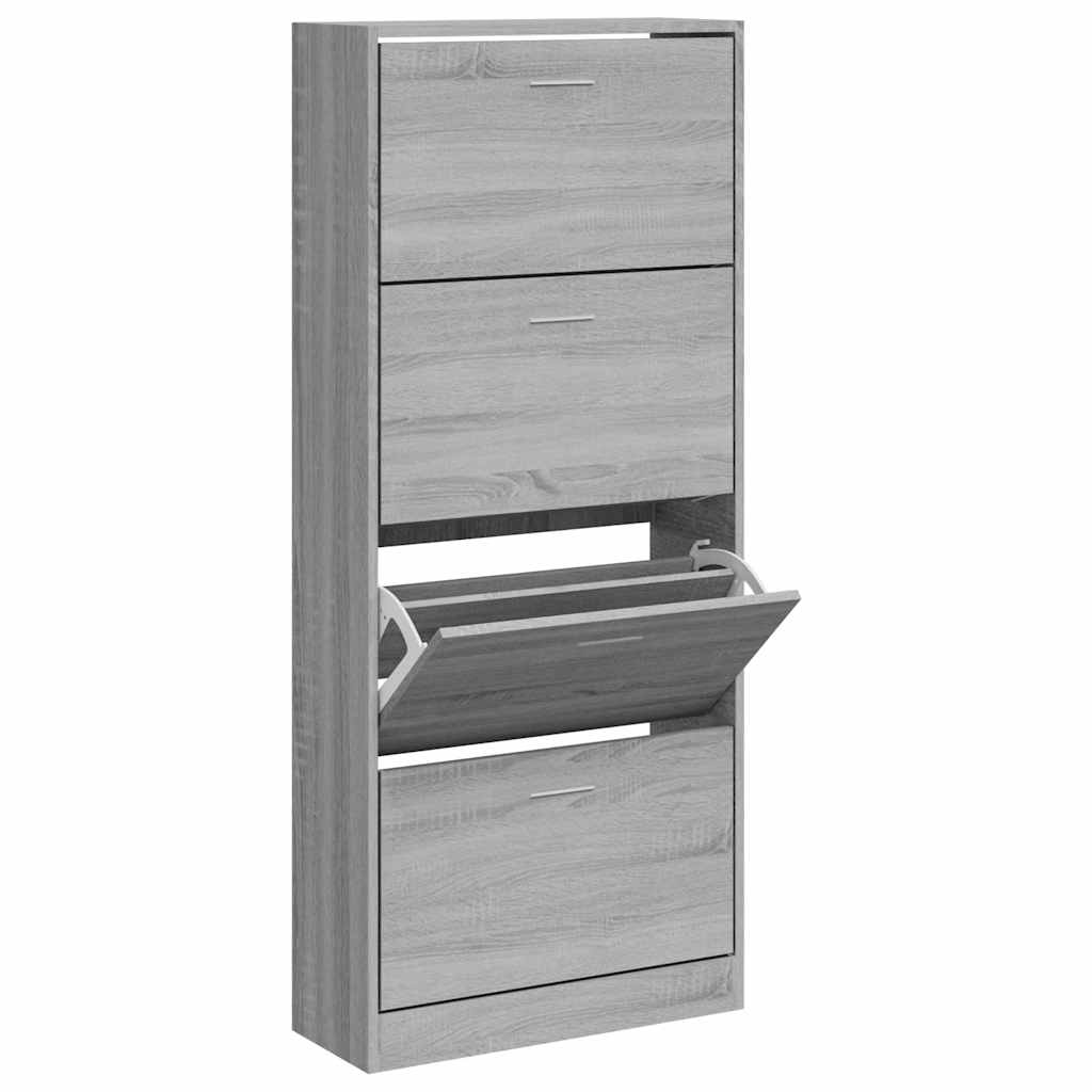 Shoe Cabinet Gray Sonoma 63 x 24 x 147 cm Particleboard