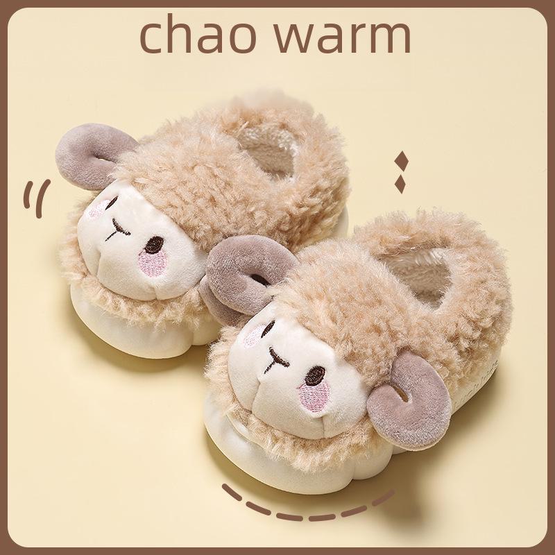 Теплые зимние бархатные нескользящие хлопковые тапочки для младенцев и малышей (1-3 года)