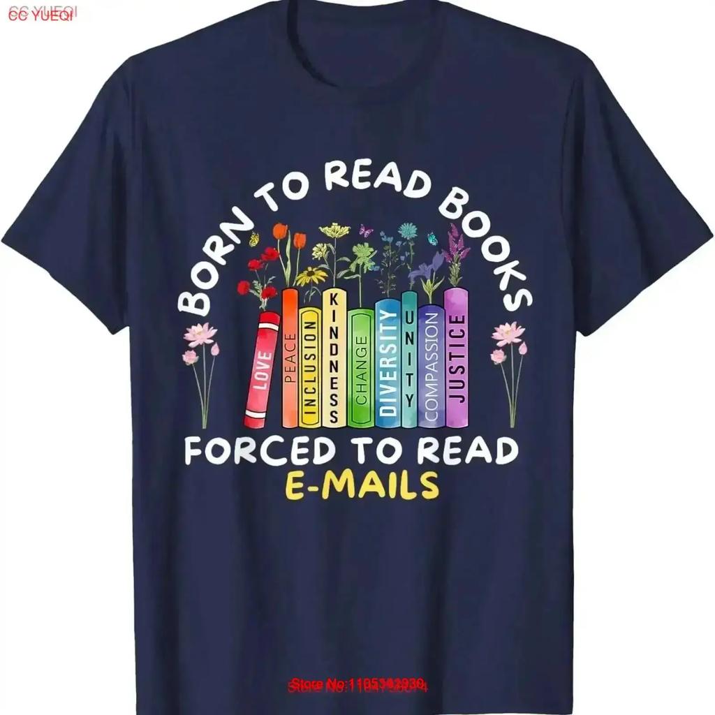 Born To Read Books Forced Emails Vintage T Shirt Casual Fashion Slightly Stretched Breathable Streetwear Vintage