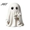 Fun Halloween Desk Accessories Ghost Figurine, Resin Spooky Cute Statue, Funny Creepy Collectible Art Figurines Tabletop Ornament for Home Shelf