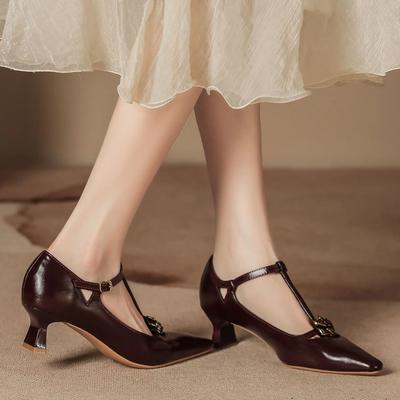 Мода 2024 Новые Ретро Высокие Каблуки Женщины с А-силуэтом Мода Однотонные Осень и Зима Женская Обувь Высокие Каблуки