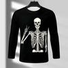 Мужские топы с принтом Хэллоуина 3D, круглый вырез, длинный рукав, футболка, повседневная, стандартного кроя, повседневная одежда для уличных вечеринок