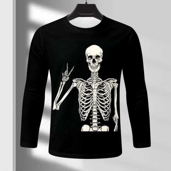 Мужские топы с принтом Хэллоуина 3D, круглый вырез, длинный рукав, футболка, повседневная, стандартного кроя, повседневная одежда для уличных вечеринок