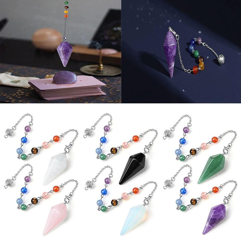 Подвеска-маятник из натурального камня Рейки, драгоценный камень, 7 чакр, бусина, цепочка для йоги
