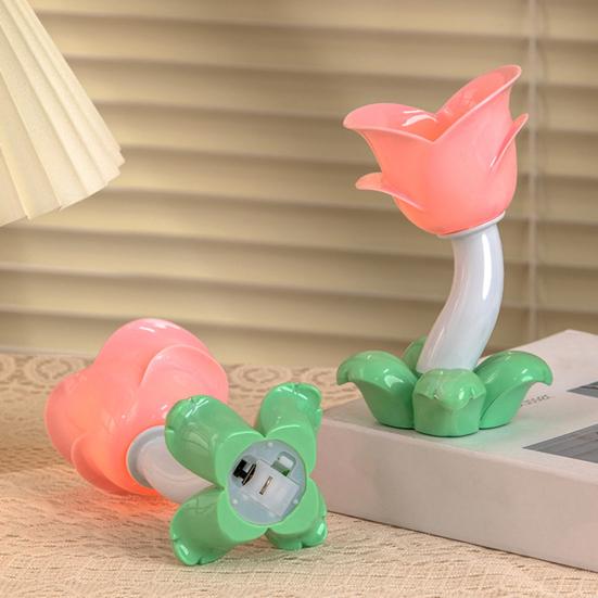 Светодиодный ночник-тюльпан, креативная цветочная прикроватная лампа, теплое желтое свечение, лампа для спальни, настольная лампа на батарейках