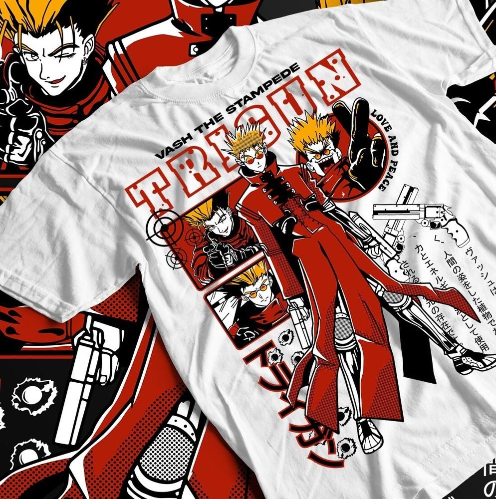 Футболка Trigun Vash The Stampede Moon, Футболка Аниме Манга, Японская Смешная Футболка,