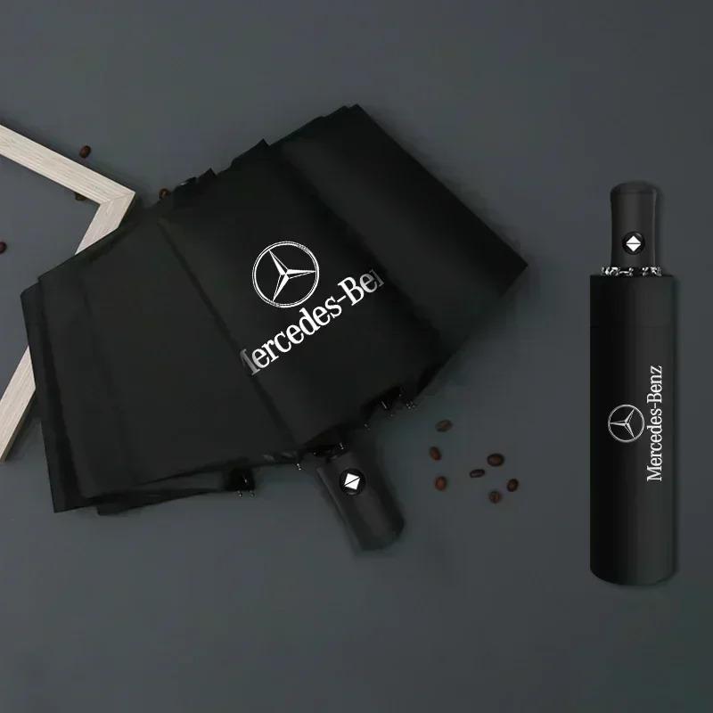 Car For Mercedes-Benz AMG Car Logo Automatic Folding Windproof Sunshade Umbrella For Mercedes Benz C180 C200 C260 C300 W108 W124 OU2