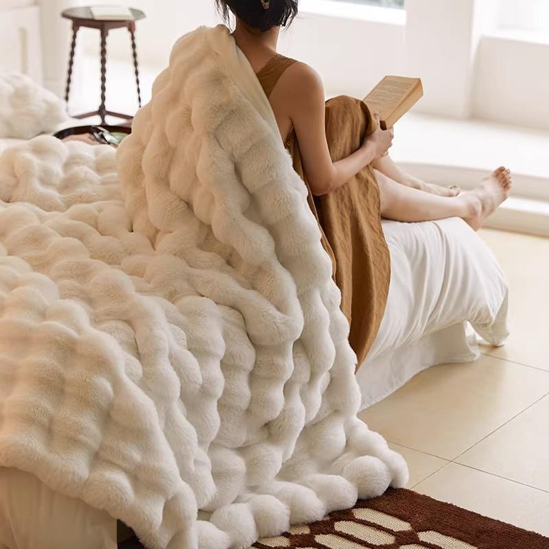 Tuscan Blanket Imitation Rabbit Blanket Bubble Velvet Blanket Double-sided Thick Office Nap Blanket Sofa Cover Blanket