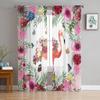Фламинго Бабочка Цветок Тюль Прозрачные Шторы Для Гостиной Кухни Детской Спальни Вуаль Подвесные Шторы