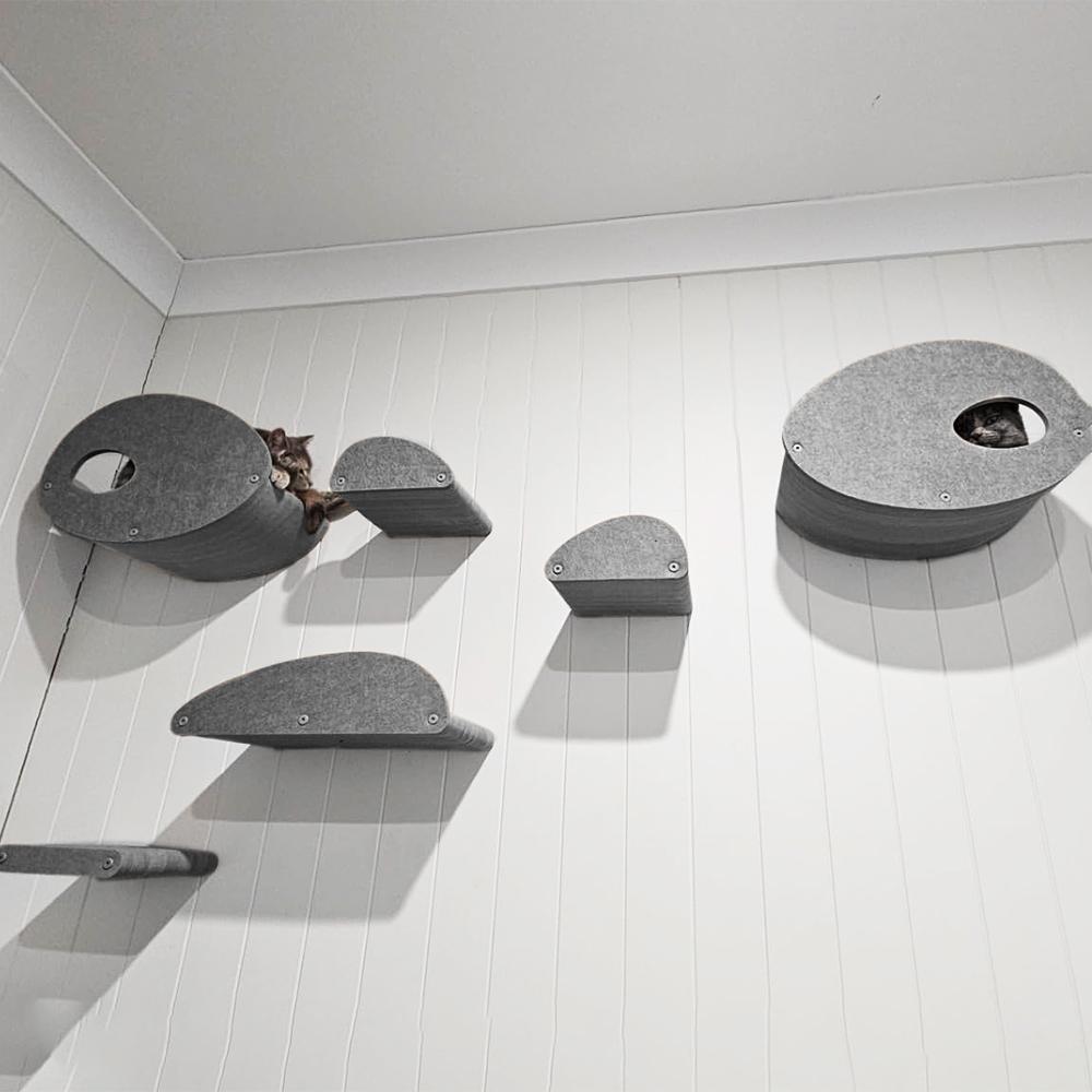 Настенный кошачий насест с длинной рамой, плавающий гамак, фетровая кошачья кровать, улучшенная кошачья мебель для лазанья для домашних кошек