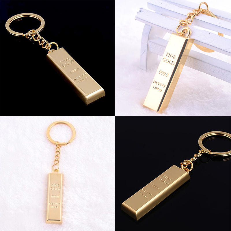 Fashion Metal Faux Gold Bar Ingot Bullion Keychain