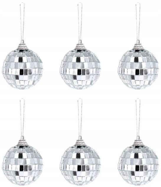 Decorative Pendants Baubles Disco Balls Mirror Silver 5cm 6pcs