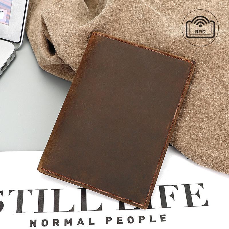 Винтажный кожаный бумажник для паспорта и визитница Jiameida Crazy Horse