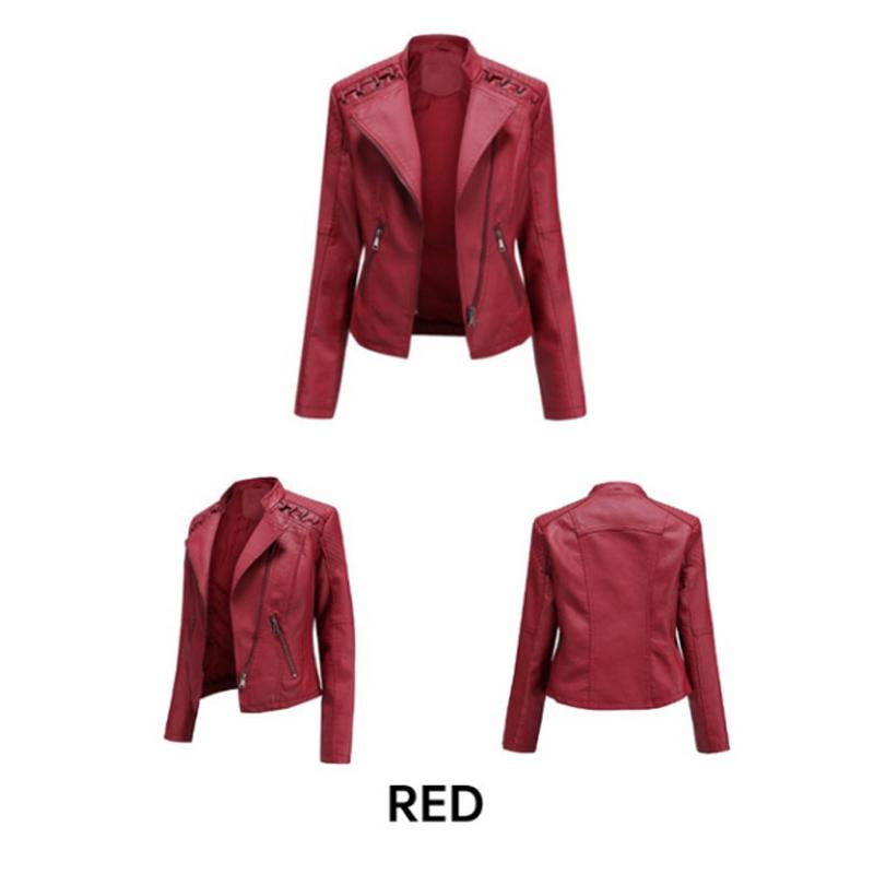 Женская осенне-зимняя кожаная куртка, модная повседневная приталенная мотокуртка, стильная байкерская куртка, мотоциклетная одежда для женщин