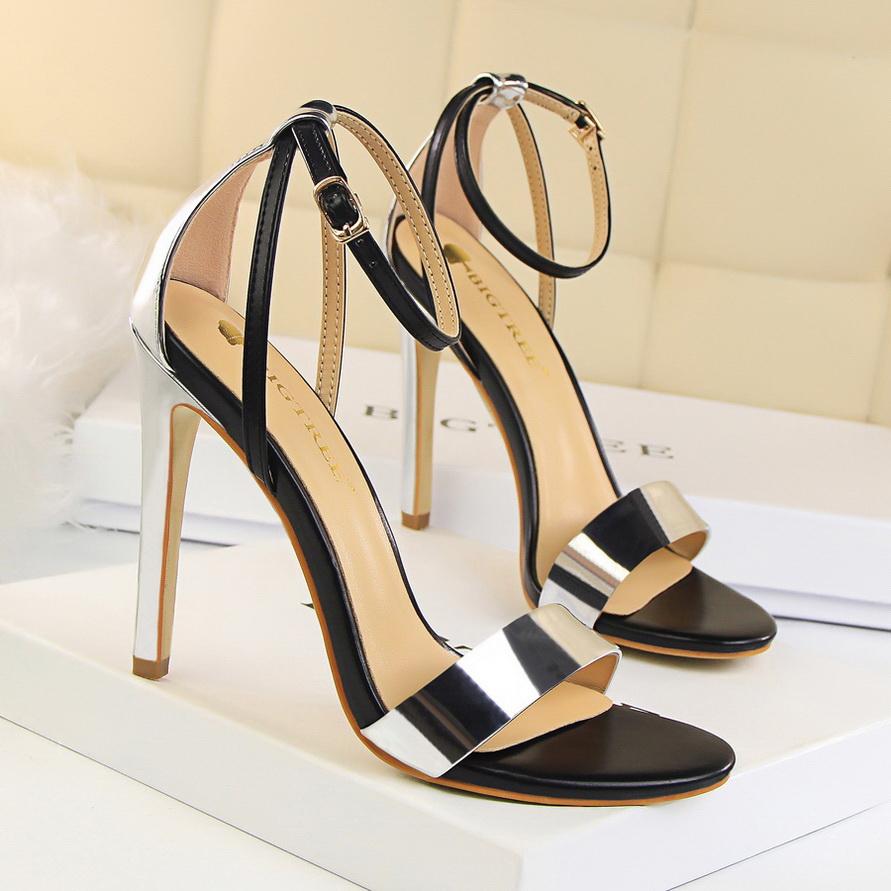 Bigtree Модные женские сандалии с открытым носком на тонком каблуке для ночного клуба на сверхвысоком каблуке и с открытым носком в тон одного цвета