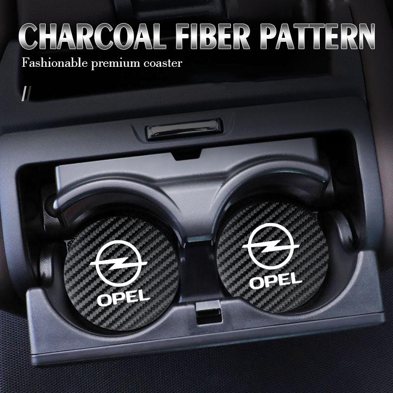 Leather Car Coaster Anti-Slip Water Cup Slot Pad For Opel Astra GTC Insignia Antara Meriva Zafira Vectra Mokka Corsa Grandland