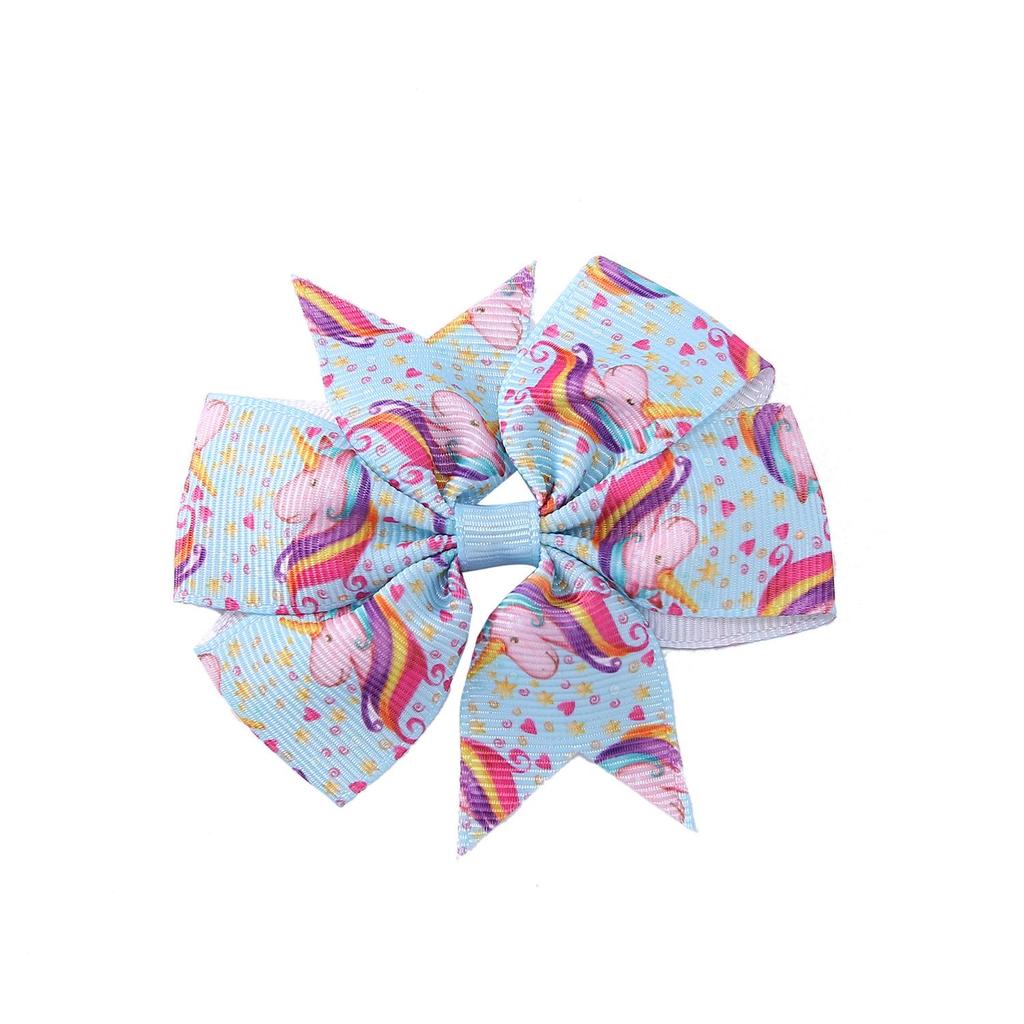 A313 Лента гросгрейн «Единорог» Заколка для волос с бантом «шесть ушей» для детей – Рождественская коллекция