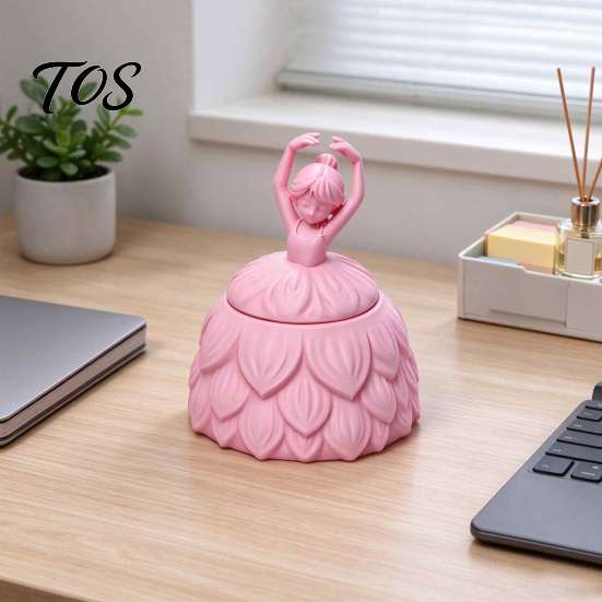 Jewelry Organizer for Girls 3D Printed Ballerina Box with Lid, Decorative Trinket Storage Jar PLA Case Rings Earrings, Elegant Ballet Dancer