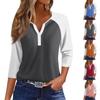 Women's T Shirt Tee Print Button 3/4 Sleeve Raglan Sleeve Daily Weekend Fashion Basic V Neck Regular Top