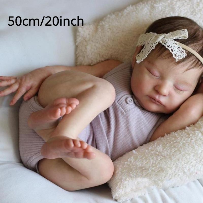 BZDOLL 50см 20дюймовая Спящая Лаура Реборн Младенец Мягкий Винил Новорожденный Кукла Бебе с 3D Кожей с Видимыми Венами Игрушка для Девочки Подарок