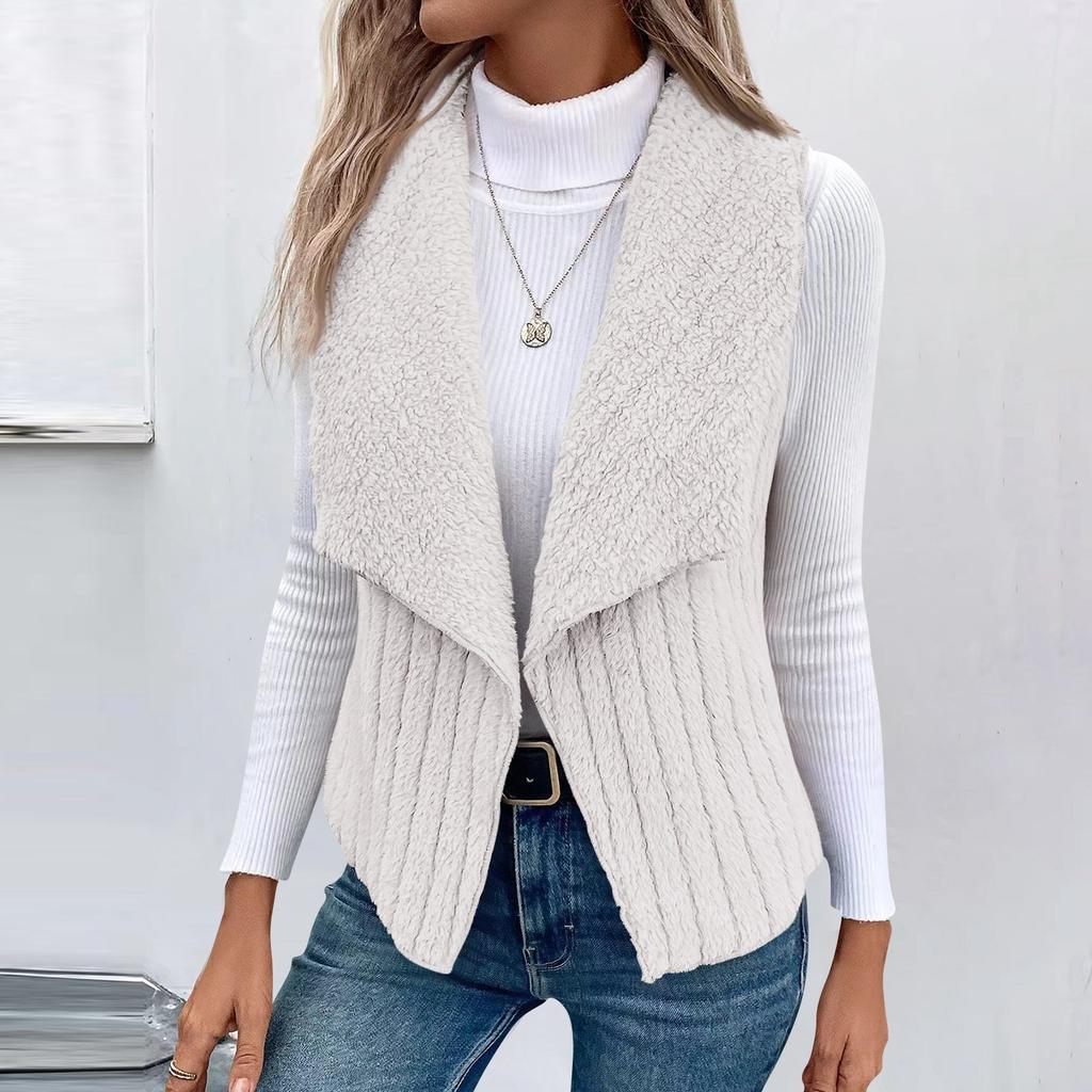 Женская мода осень и зима повседневная однотонная безрукавка универсальная жилетка куртка