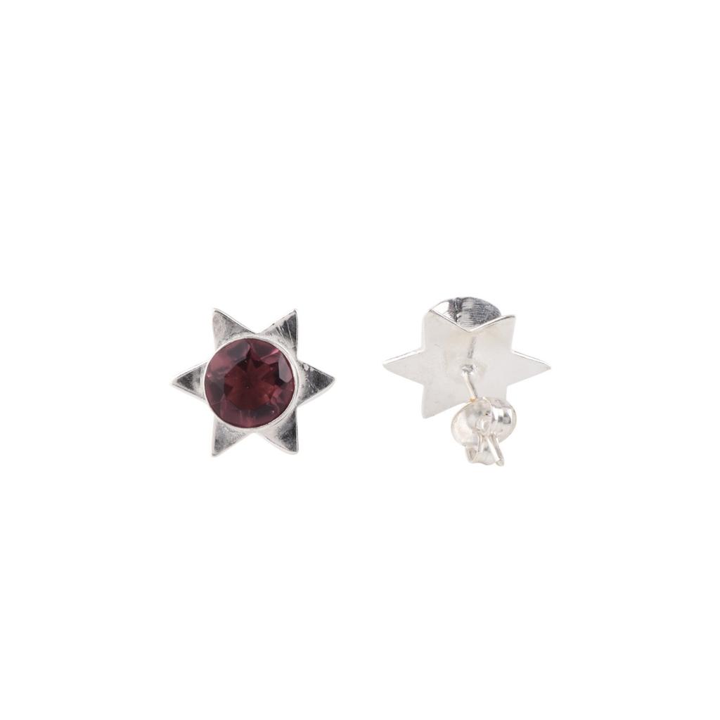 Rhodolite Gemstone 925 Sterling Silver Jewelry Handcrafted Stud Earrings 0.44" EE-175-6