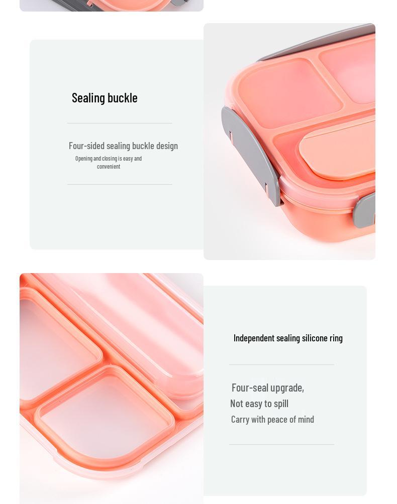 16-Piece Plastic Bento Lunch Box Set for Students with Microwave-Safe Compartments and Fruit Picks