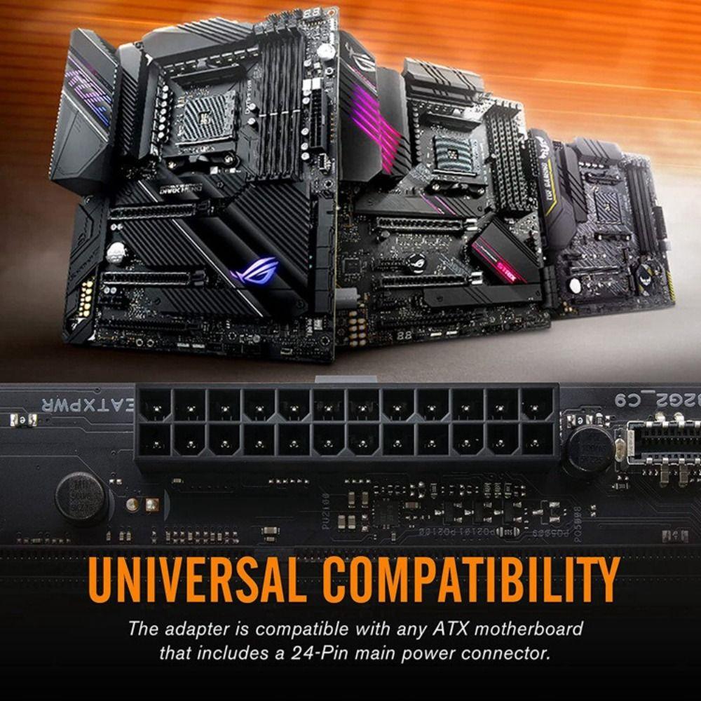 Mainboard ATX 24 Pin to 90 Degree ARGB Motherboard Power Supply Cable Power Plug Adapter  Desktop