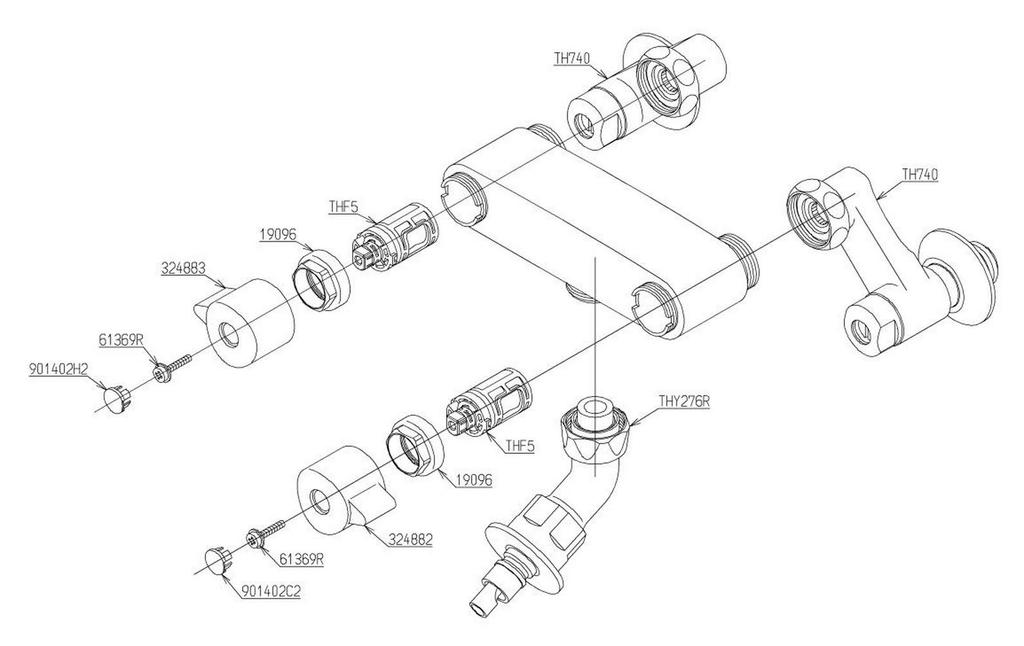 Смеситель TOTO TW21R с аварийным перекрытием воды для стиральных машин, 2-рычажный