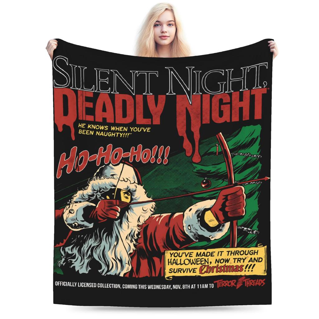 Silent Night Deadly Night 2025 Plush Blanket Kids Adult Flannel Throw Blanket For Living Room Soft Warm Quality Bedspread