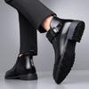 Брендовые полусапоги челси мужские в британском стиле деловые высокие кожаные ботинки модные и высококачественная подошва нескользящие ботинки