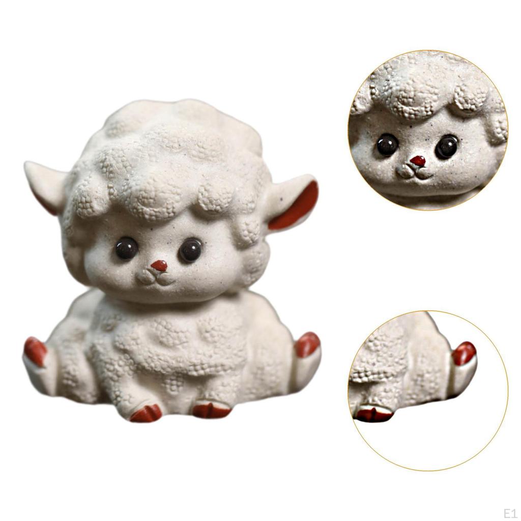 Purple Clay Tea Pet Small Sheep Statue Decoration Gift Miniature Figurine for