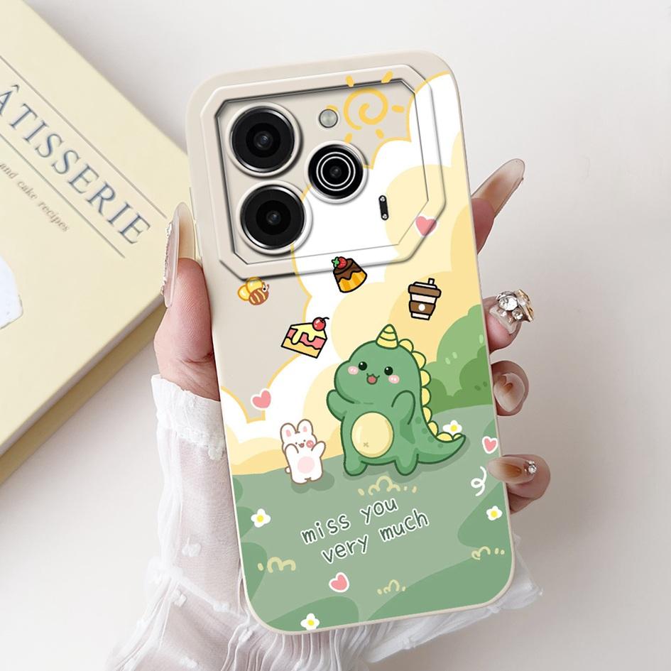 Pova 6 Case For Tecno Pova 6 Pro 5G Silicone Cover Cute Dinosaur Panda Camera Lens Protector Bumper For Tecno Pova6 Pro LI9 Capa