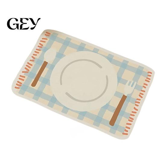 Korean Style Table Mat Rectangular Plaid Placemat, Heat Resistant Non-Slip Colorful Dining Cute Tableware Placemats Patterns, Artificial Leather