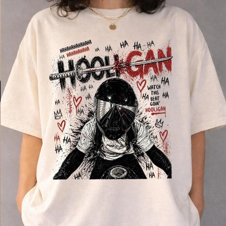 Футболка Hooligan Rider, Уличный стиль K-pop Arirang, Графическая футболка Gang, Подарок для фаната Army