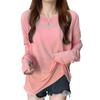 T-shirt Ladies Tops Long Sleeve [UPF50+ Sun Protection/transparent Design/maximum Body Coverage Effect] Blouse Thin Layered Clothing UV Cut Crew Neck