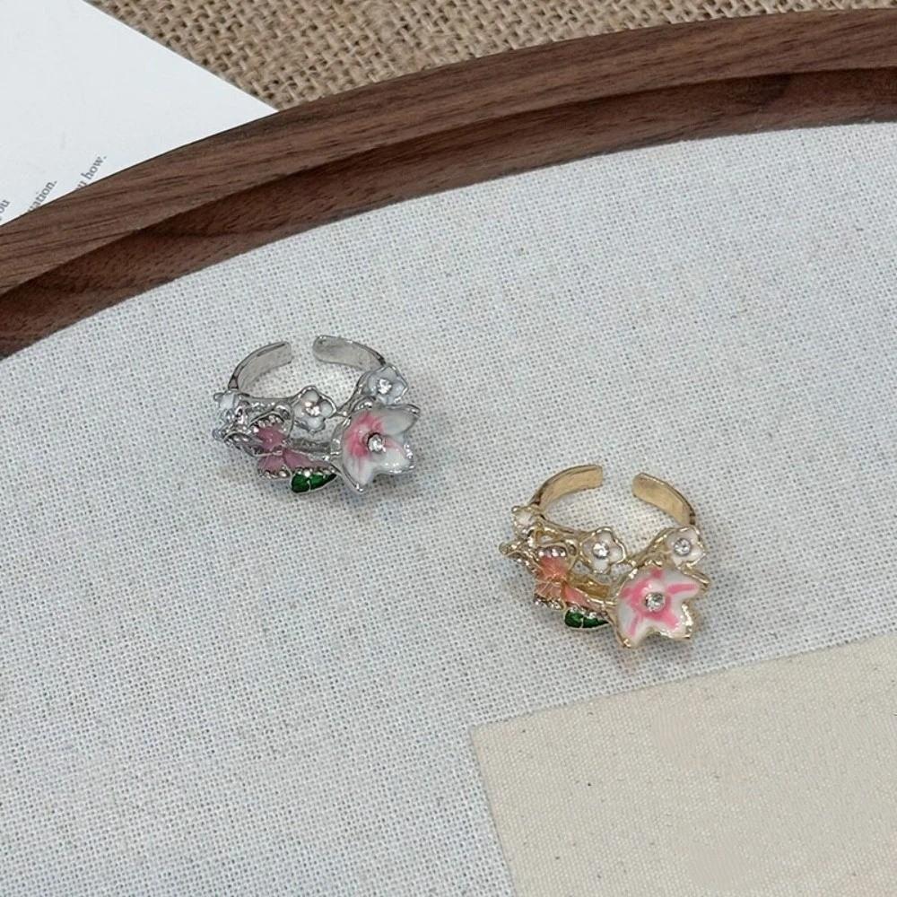 Oil Dripping Butterfly Ring Elegant Finger Jewelry Sweet Opening Finger Ring  Ladies Jewelry