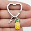 26 Letters Initial Pineapple Keychain Heart Keyring Pineapple Pendant Jewelry Fruit Charms Best Friends Keychain Gifts